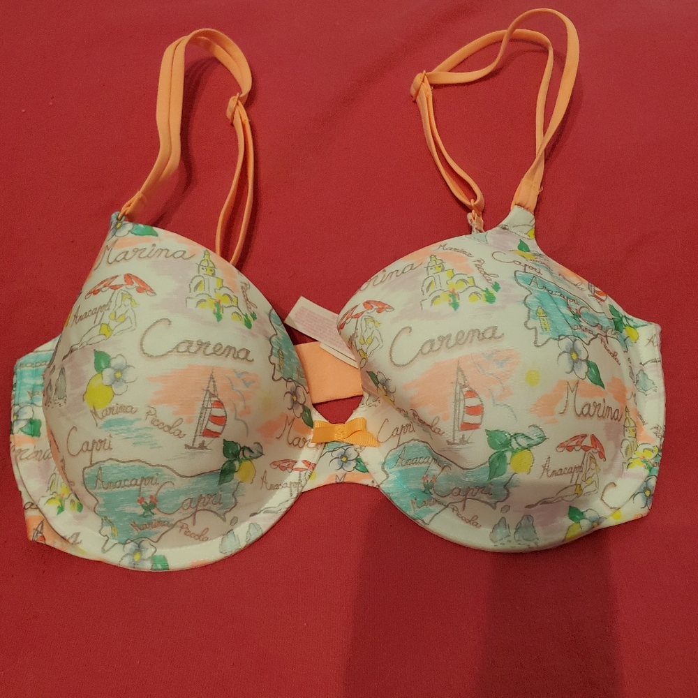 Tropical pattern Victoria's Secret 32DD demi bra